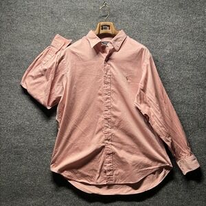 Polo Ralph Lauren Button Up Shirt Mens 17 (34/35) Salmon Pink Satin Long Sleeves